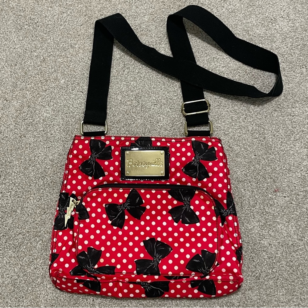 Betsey Johnson Red and Black Bow Crossbody Bag